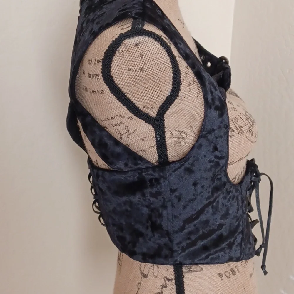 Widow black velvet corcet buckel on chest and lace in front and back LARGE - Picture 5 of 12